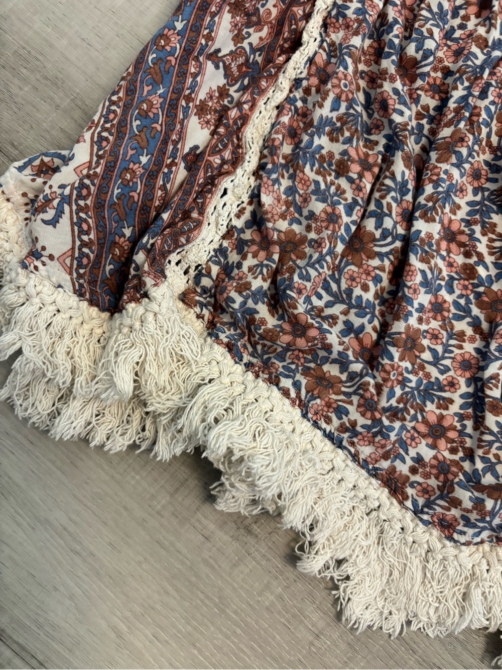 RAGA Boho Floral Paisley Fringe Tassel Dress Size Large - Picture 8 of 14